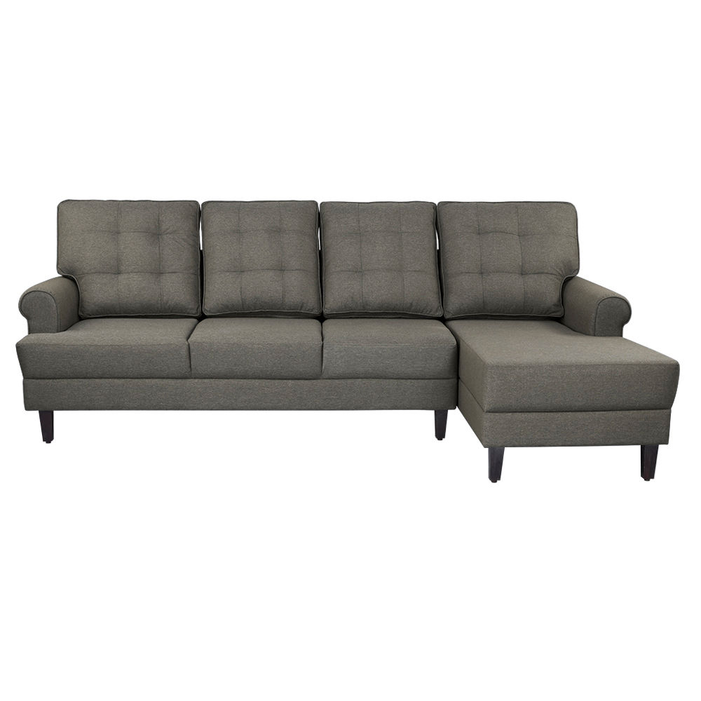 Wakefit Dreamer L - Shape Sofa Set (3 Seater + Right Aligned Chaise) - Omega Grey